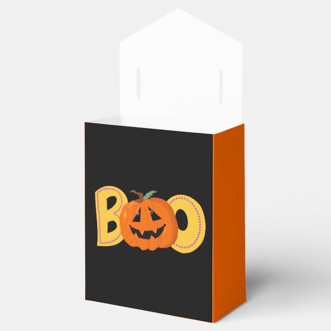Hey Boo Cute Pumpkin Typography Drawing Art Favor Box (Opened)