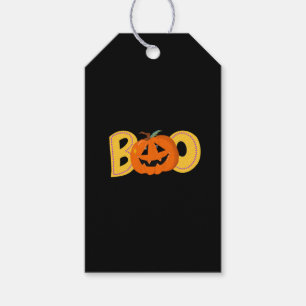 Hey Boo Cute Pumpkin Typography Drawing Art Gift Tags