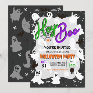 Hey Boo Cute Spooky Ghost Halloween Party Invitation