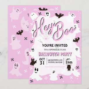 Hey Boo Cute Spooky Ghost Halloween Party Invitation