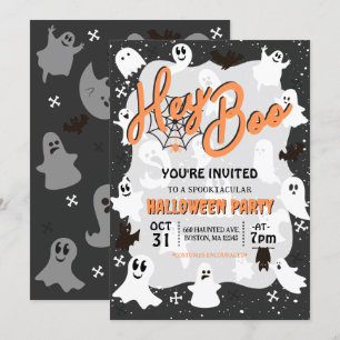 Hey Boo Cute Spooky Ghost Halloween Party Invitation