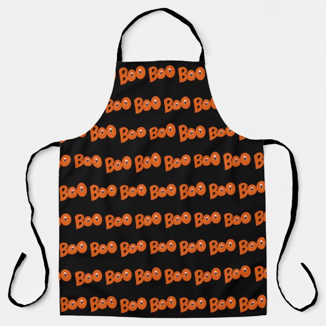 Hey Boo Did I Scare You Too Typography Drawing Art Apron (Front)