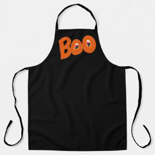 Hey Boo Did I Scare You Too Typography Drawing Art Apron