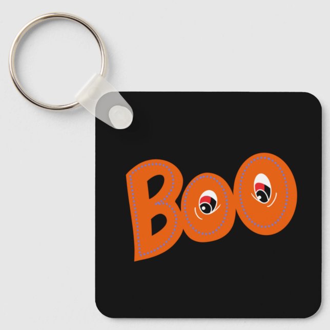 Hey Boo Did I Scare You Too Typography Drawing Art Keychain (Front)