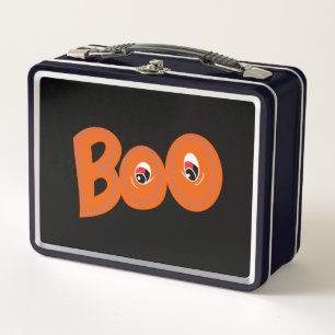 Hey Boo Did I Scare You Too Typography Drawing Art Metal Lunch Box