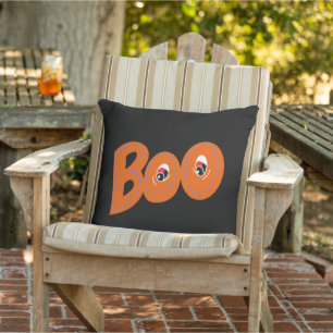 Hey Boo Did I Scare You Too Typography Drawing Art Outdoor Pillow