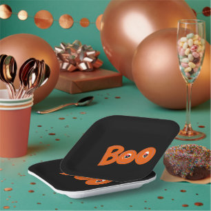 Hey Boo Did I Scare You Too Typography Drawing Art Paper Plate