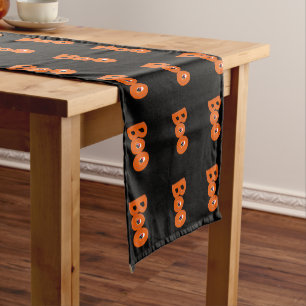 Hey Boo Did I Scare You Too Typography Drawing Art Short Table Runner