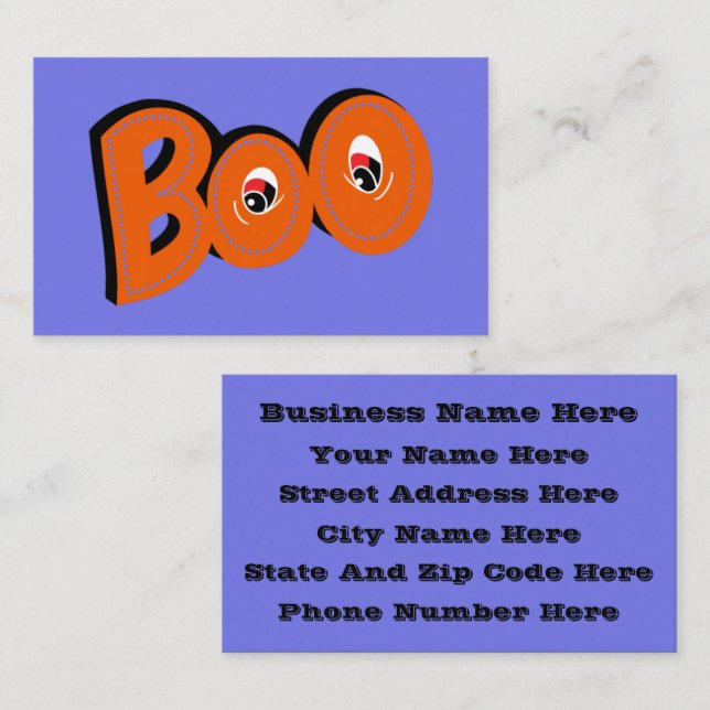 Hey Boo Did I Scare You Typography Drawing Art  Business Card (Front/Back)