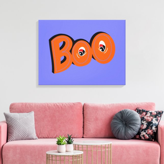 Hey Boo Did I Scare You Typography Drawing Art Canvas Print (Insitu(LivingRoom))