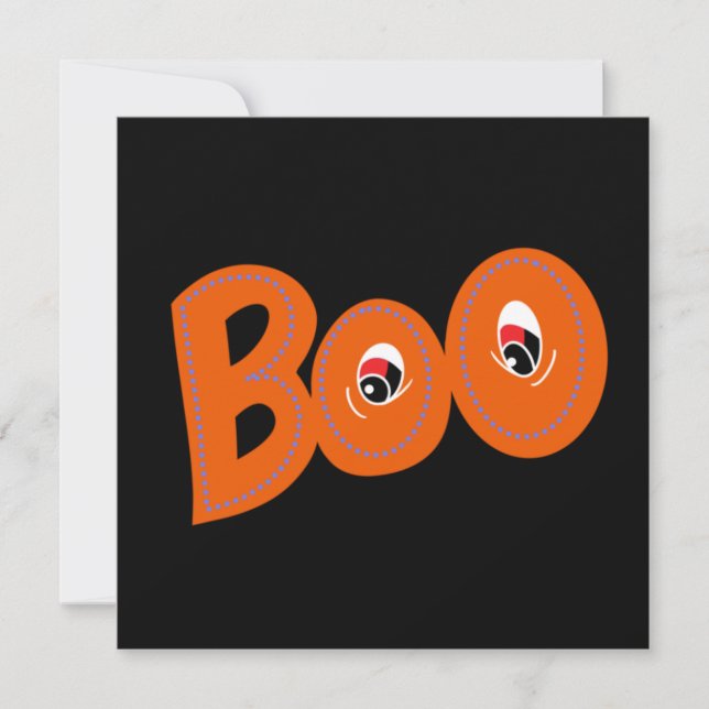 Hey Boo Did I Scare You Typography Drawing Art Card (Front)