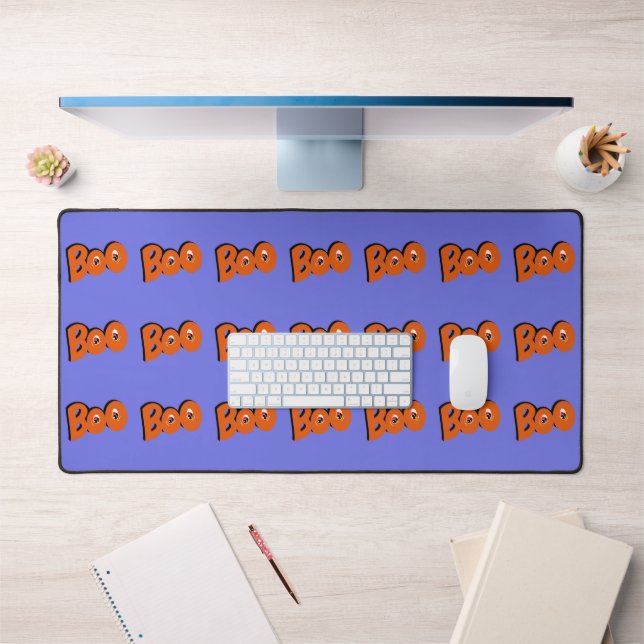 Hey Boo Did I Scare You Typography Drawing Art Desk Mat (Office 1)