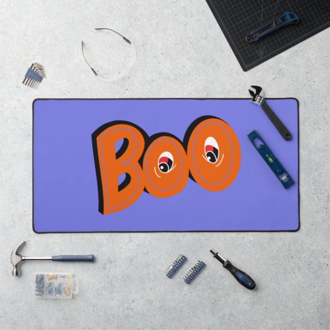 Hey Boo Did I Scare You Typography Drawing Art Desk Mat (Workstation)
