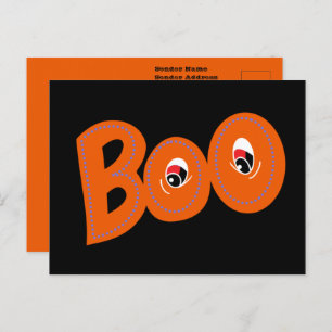 Hey Boo Did I Scare You Typography Drawing Art Postcard