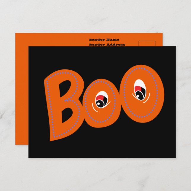 Hey Boo Did I Scare You Typography Drawing Art Postcard (Front/Back)
