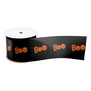 Hey Boo Did I Scare You Typography Drawing Art Satin Ribbon