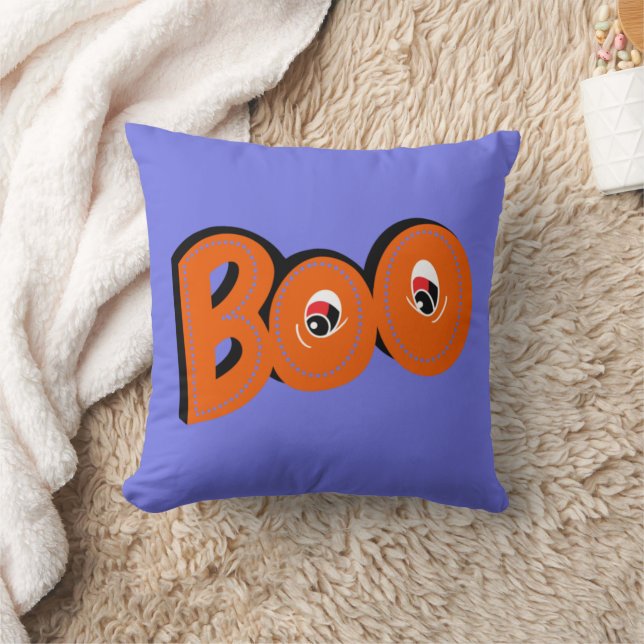 Hey Boo Did I Scare You Typography Drawing Art Throw Pillow (Blanket)