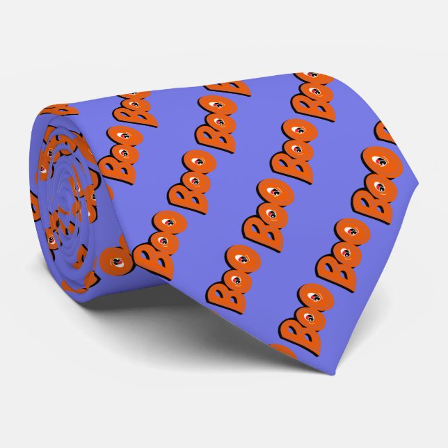 Hey Boo Did I Scare You Typography Drawing Art Tie (Rolled)
