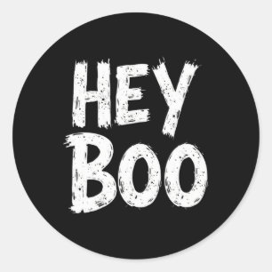 Hey Boo Funny Halloween Ghost Classic Round Sticker