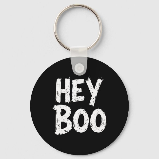 Hey Boo Funny Halloween Ghost  Keychain (Front)