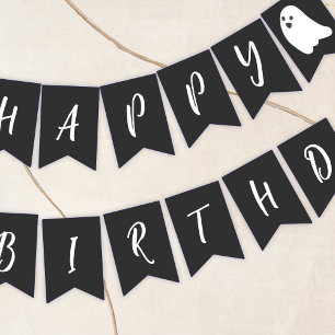 Hey Boo Ghost Birthday Bunting Flags