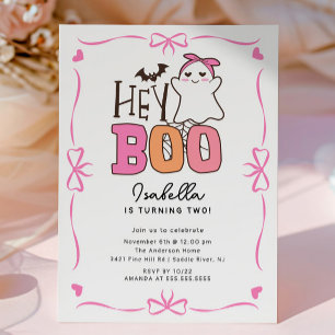 Hey Boo Ghost Birthday Party Invitation