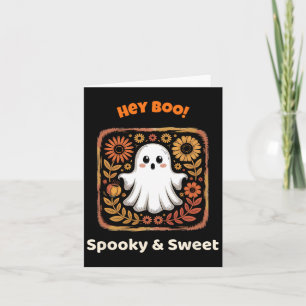 Hey Boo Ghost Retro Halloween Spooky Cute October Card