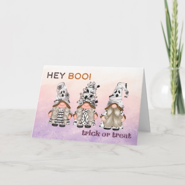 Hey Boo Gnome Halloween   Thank You Card (Front)