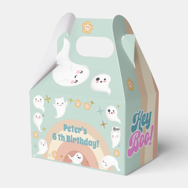 Hey boo goovy halloween retro kids birthday favor box (Front Side)