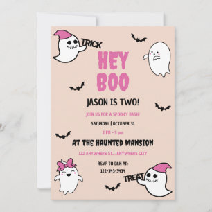 Hey Boo Halloween Birthday Party Invitation