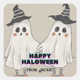 Hey Boo Halloween cute invitation for kids and any Square Sticker