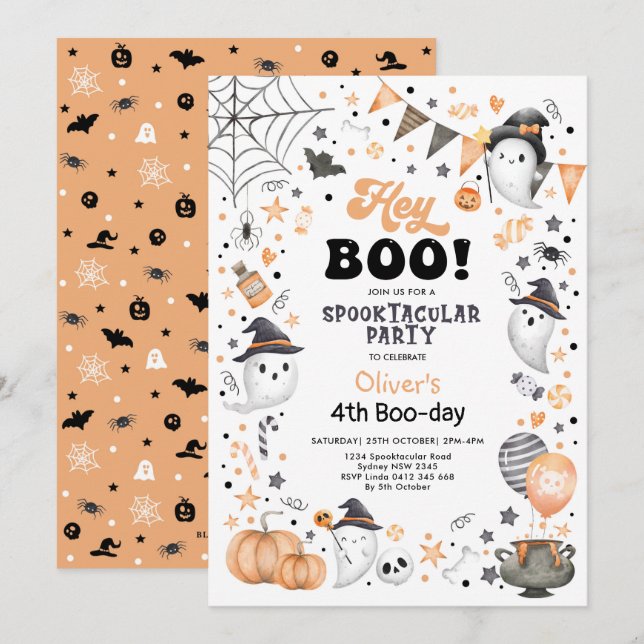 Hey Boo! Halloween Ghost Spooktacular Birthday Inv Invitation (Front/Back)