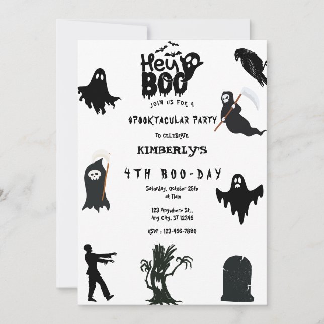 Hey Boo! Halloween Ghost Spooktacular Birthday Inv Invitation (Front)