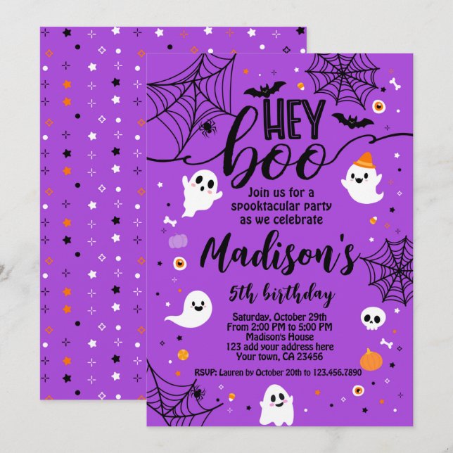 Hey Boo Halloween Invitation (Front/Back)