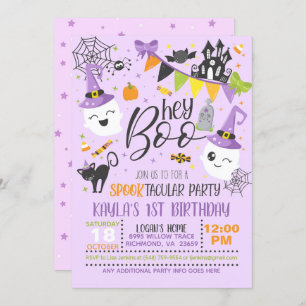 Hey Boo Halloween Invitation Anniversaire - Violet