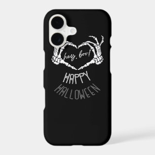 Hey, Boo! Happy Halloween Skeleton Hand Heart Clas