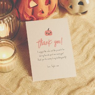 Hey Boo Modern Halloween Girl Birthday Thank You Card
