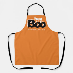 Hey Boo Orange And Black Halloween Personalized Apron