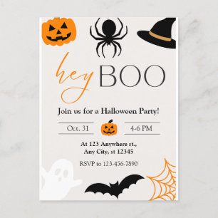 Hey Boo Party Invitation Postcard