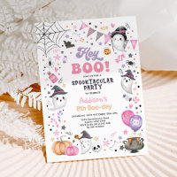 Hey Boo! Pink Lilac Halloween Ghost Girl Birthday