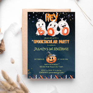 Hey boo spooktacular Halloween birthday template
