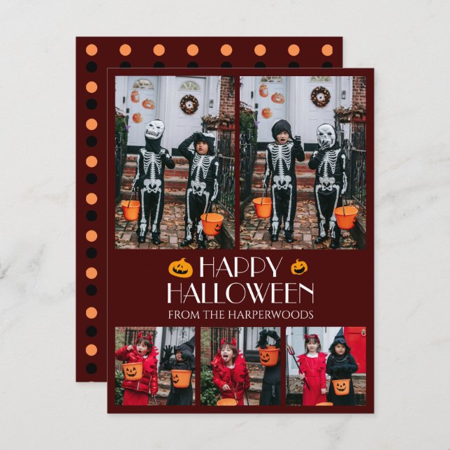 Hey Boo! Spooky Halloween Family Photo Holiday Card (Front/Back)
