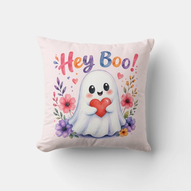 Hey boo throw pillow (Front)