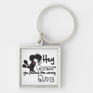 Hey Breast Cancer You Picked The Wrong Diva Keychain
