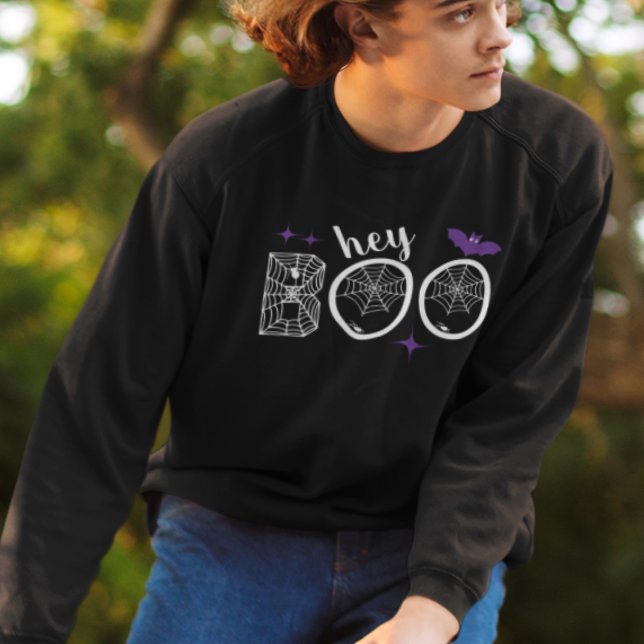 Hey & Bye Boo Halloween Bat and Web  Sweatshirt (This item is for display purposes only to illustrate the design element. )
