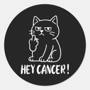 Hey Cancer F U Funny Meme Cat Middle Finger Fck Ca Classic Round Sticker