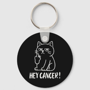 Hey Cancer F U Funny Meme Cat Middle Finger Fck Ca Keychain