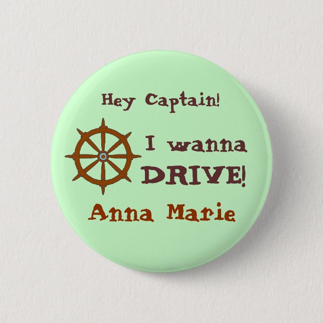 Hey Captain w name 2 Inch Round Button (Front)