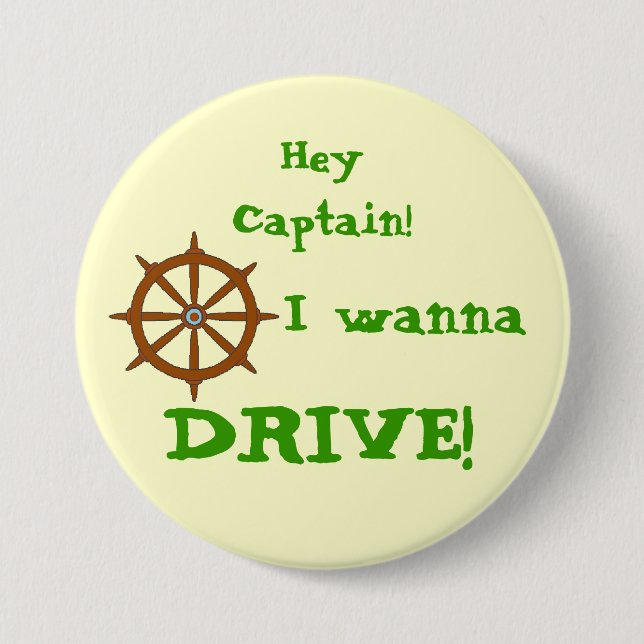 Hey Captain Yellow 3 Inch Round Button (Front)