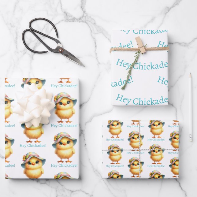Hey Chickadee! - Easter chick Wrapping Paper Sheet (Front)